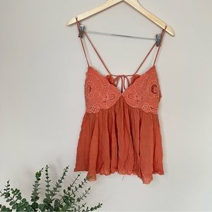 Free People Lace Orange Blouse Size Large